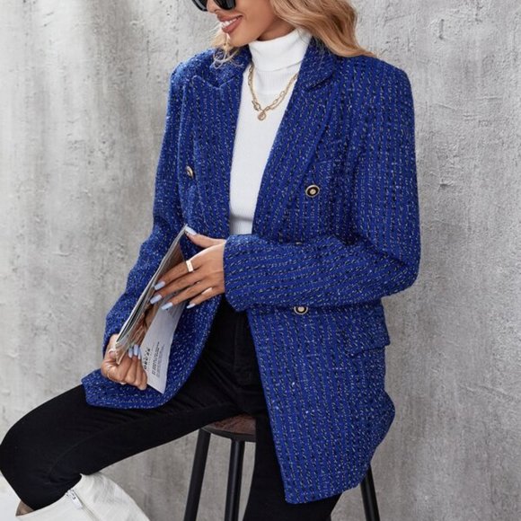 ROYALITY IN BLUE tweed blazer jacket - Picture 4 of 7